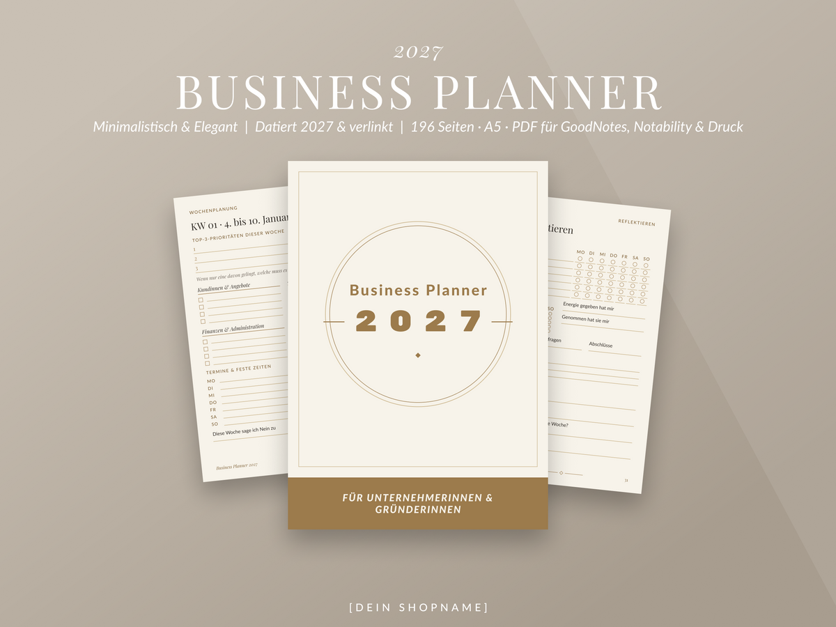 Business Planner 2027 – digital, datiert & verlinkt (PDF für GoodNotes, Notability & Druck)