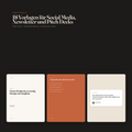 Template Pack 01 – Titelbild „18 Vorlagen für Social Media, Newsletter und Pitch Decks“ mit drei Vorschau-Vorlagen in Beige, Terrakotta und Creme auf dunklem Hintergrund