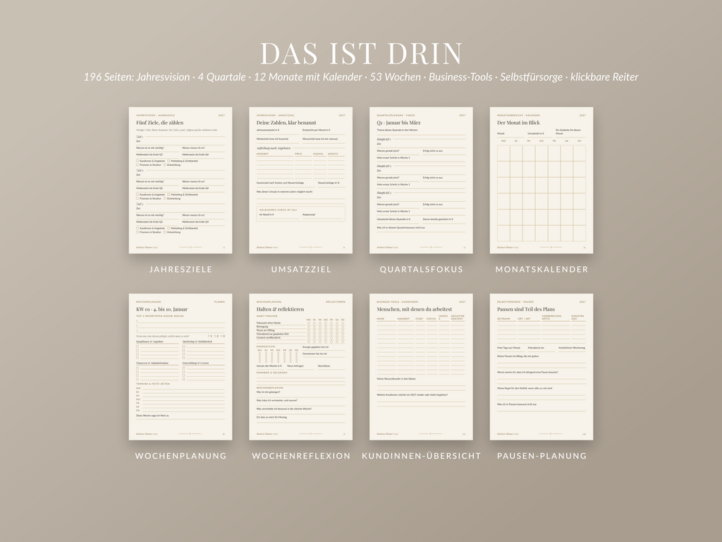 Business Planner 2027 – digital, datiert & verlinkt (PDF für GoodNotes, Notability & Druck)