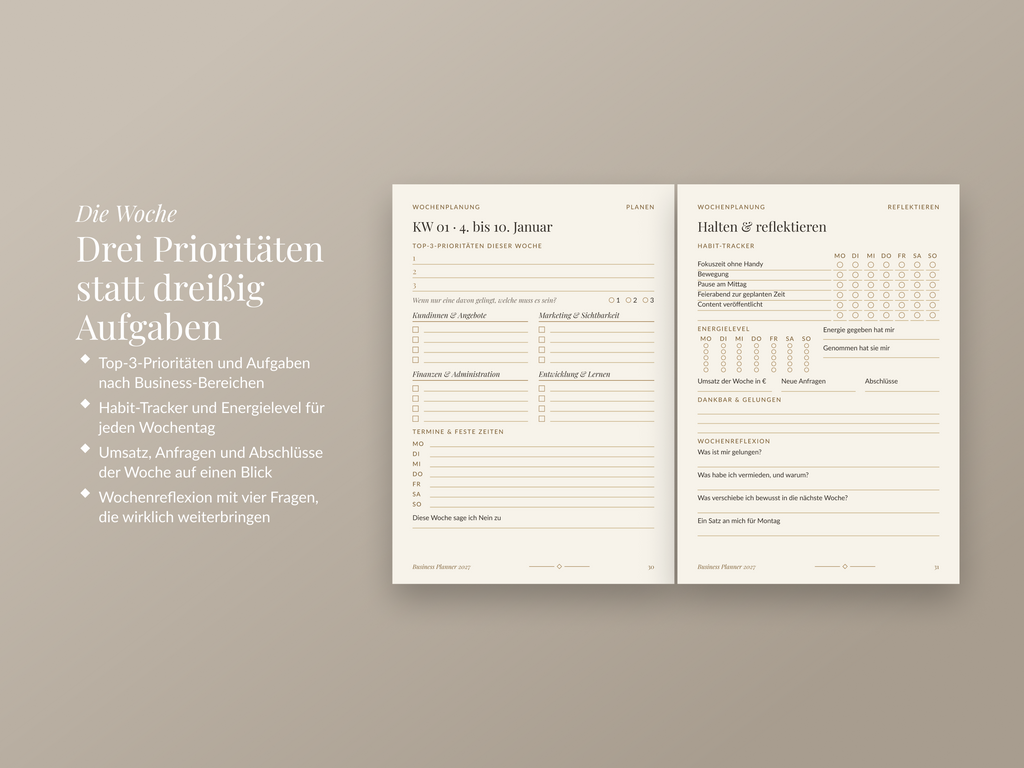 Business Planner 2027 – digital, datiert & verlinkt (PDF für GoodNotes, Notability & Druck)