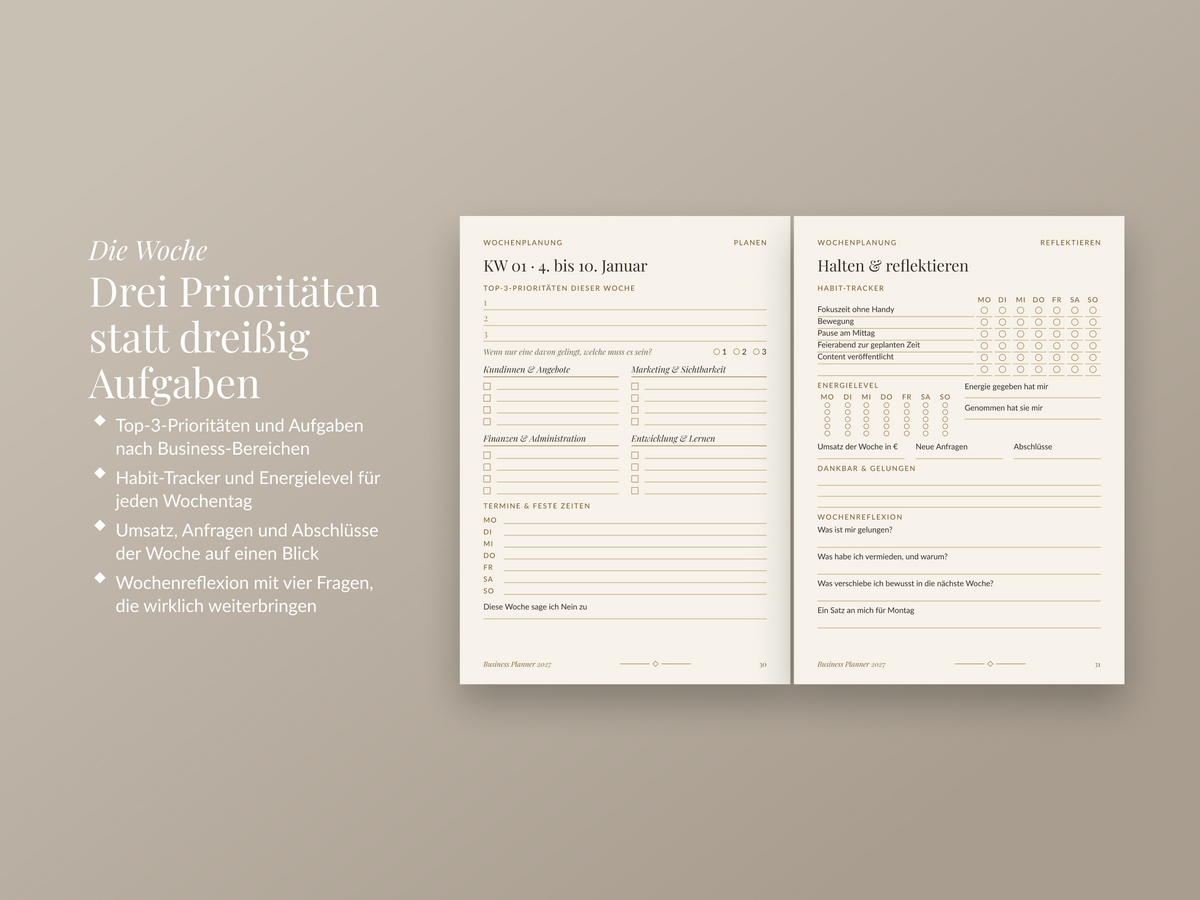 Business Planner 2027 – digital, datiert & verlinkt (PDF für GoodNotes, Notability & Druck)