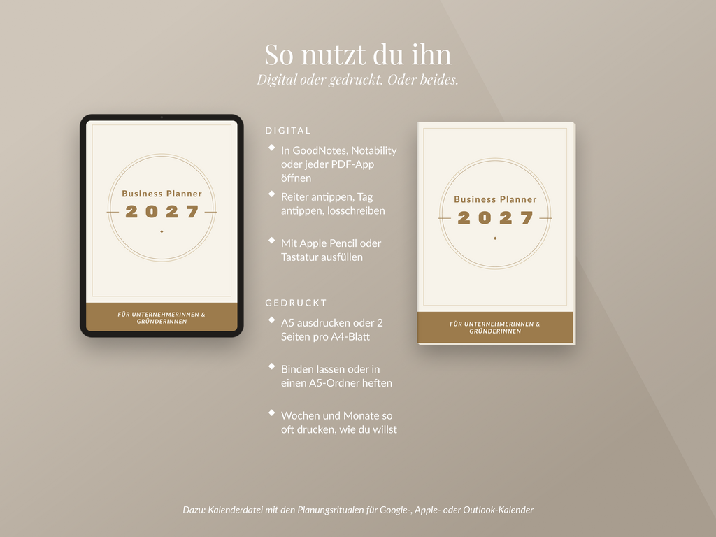 Business Planner 2027 – digital, datiert & verlinkt (PDF für GoodNotes, Notability & Druck)