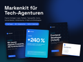 Tech Agentur Markenkit · Figma-Vorlage mit Logo, Social Media, Visitenkarte und Briefpapier